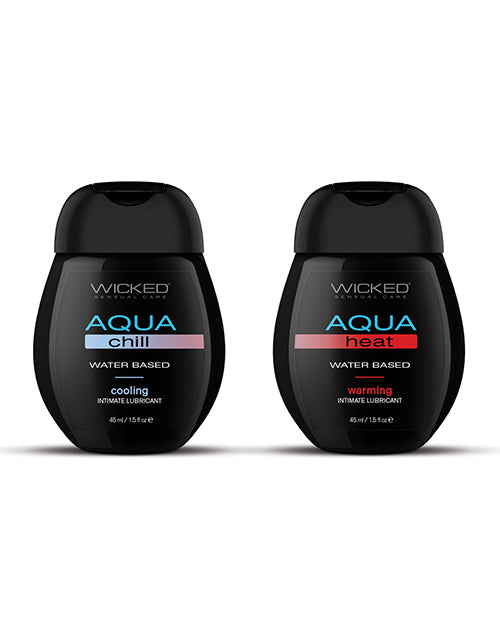 Wicked Sensual Care Sensation Kit Aqua Heat And Aqua Chill Lubes 1.5 Oz