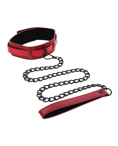 Sex & Mischief Ex's & Oh's Collar & Leash - Red/Black