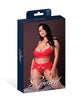 Încărcați imaginea în vizualizatorul Galerie, Sugar High Lace Bralette w/Garter Belt &amp; Strappy Panty 3 pc Set - Red 2X
