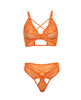 Cargue la imagen en el visor de la galería, Amina Scallop Lace &amp; Mesh Bralette w/Panty 2 pc Set - Dragon Fire Orange L/XL
