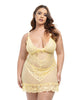 Afbeelding laden in Galerijviewer, Valentine Lacey Babydoll w/G-String - Pale Banana 1X/2X
