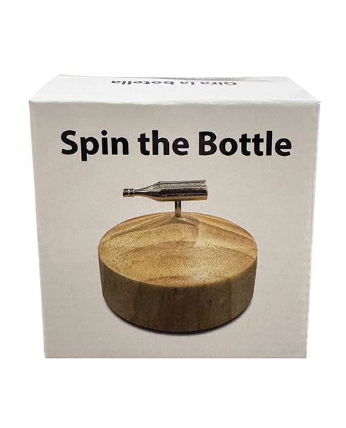 Spin The Bottle Game With Silver Bottle And Wooden Base