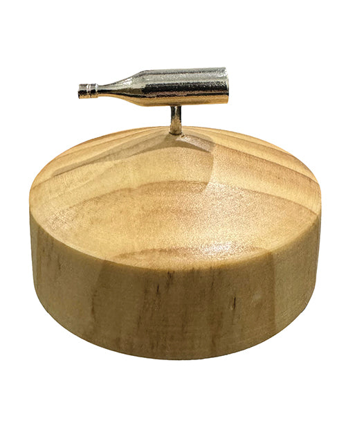 Spin The Bottle Game With Silver Bottle And Wooden Base