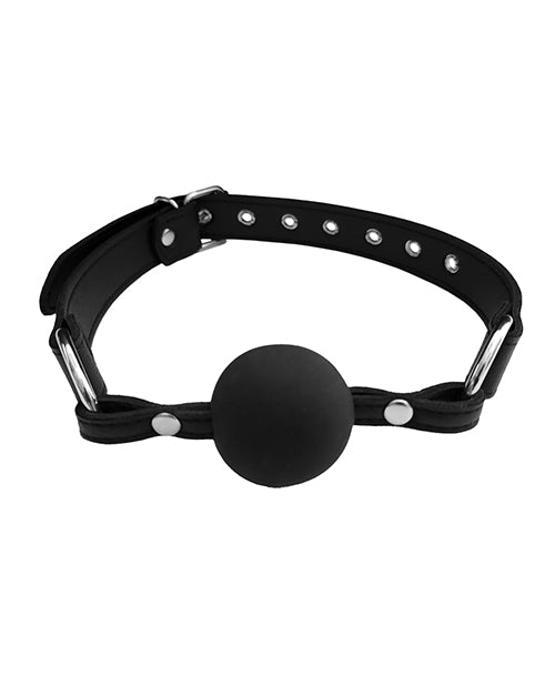 Rouge Fetish Play Vegan Leather Ball Gag - Black