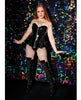 Încărcați imaginea în vizualizatorul Galerie, Darque PVC Peplum Corset w/Adjustable Removable Straps &amp; Garters - Black LG
