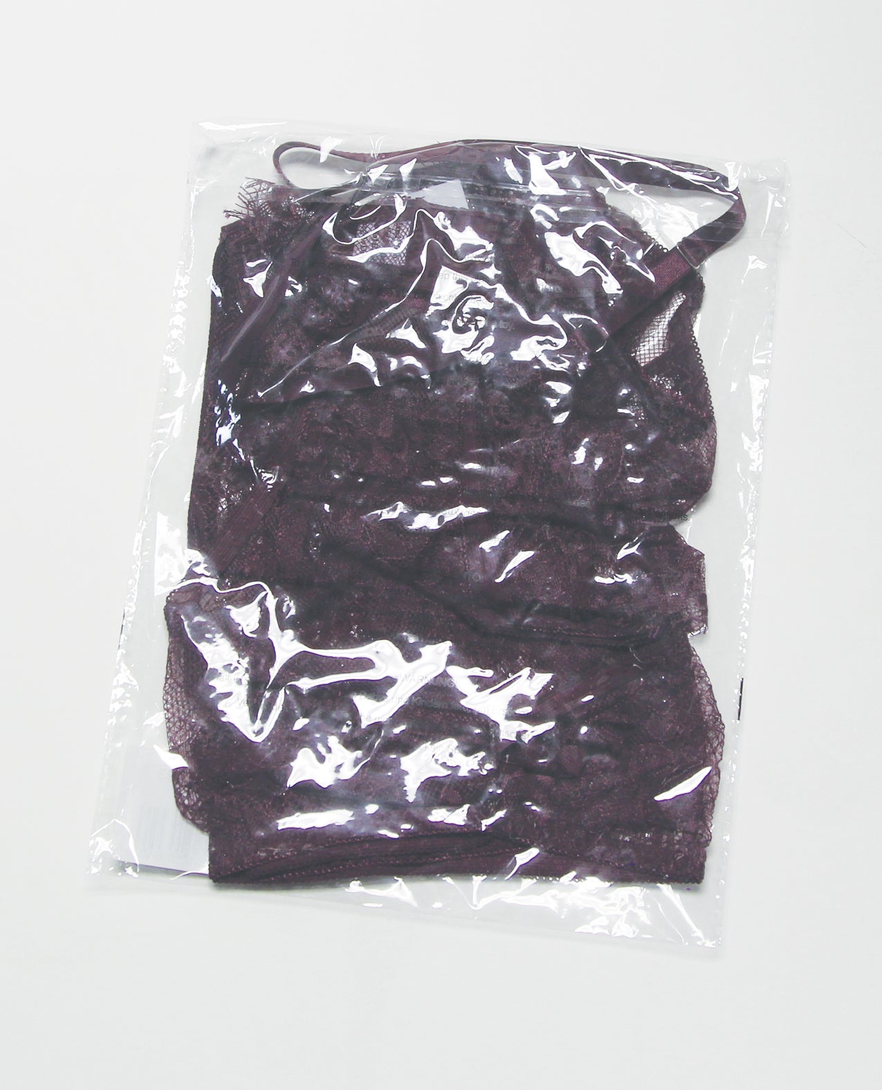 Anna Eyelash Lace Cami Top w/Thong 2 pc Set - Merlot LG