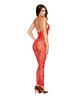 Load image into Gallery viewer, Leopard Pattern Seamless Bodystocking w/Gold Details - Red O/S
