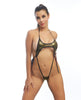 Lataa kuva gallerian katseluohjelmaan, Femme X Shine Bodysuit Open Front Stretch Gold One Size
