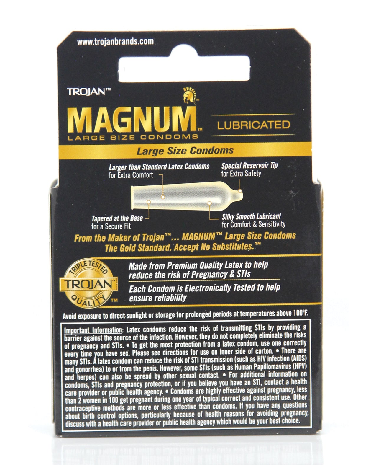 Trojan Magnum Condoms Large Size Box of 3 Ultra Comfortable Experience