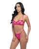 Cargue la imagen en el visor de la galería, Raelynn Satin Strappy Underwire Bra w/G-String 2 pc Set - Pink Yarrow XL
