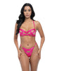 Cargue la imagen en el visor de la galería, Raelynn Satin Strappy Underwire Bra w/G-String 2 pc Set - Pink Yarrow XL
