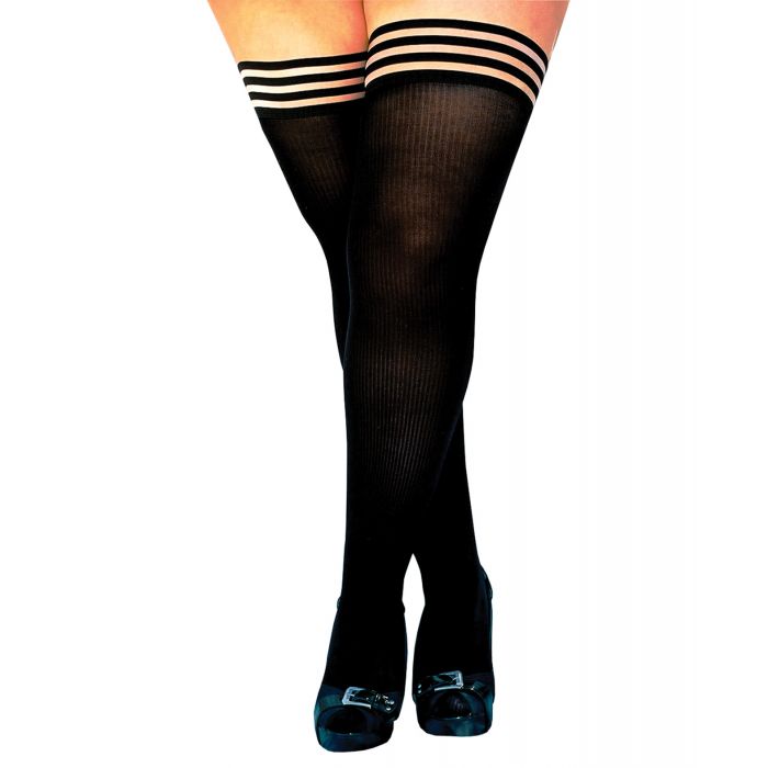 Kix'ies Dana Lynn Ribbed Thigh High Black D