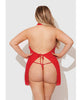 Load image into Gallery viewer, Dragon Mesh &amp; Applique Chemise w/G-String 2 pc Set - Red 3X/4X
