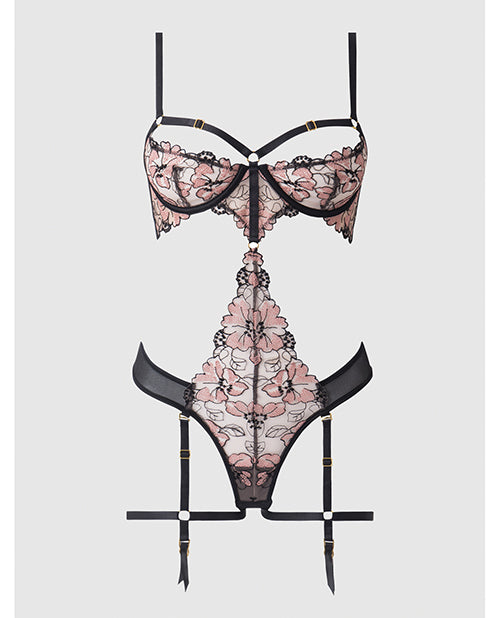 Nova Lace Teddy w/Garters - Black 3X/4X