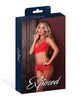 Load image into Gallery viewer, Sugar High Lace Bralette w/Garter Belt &amp; Strappy Panty 3 pc Set - Red L/XL
