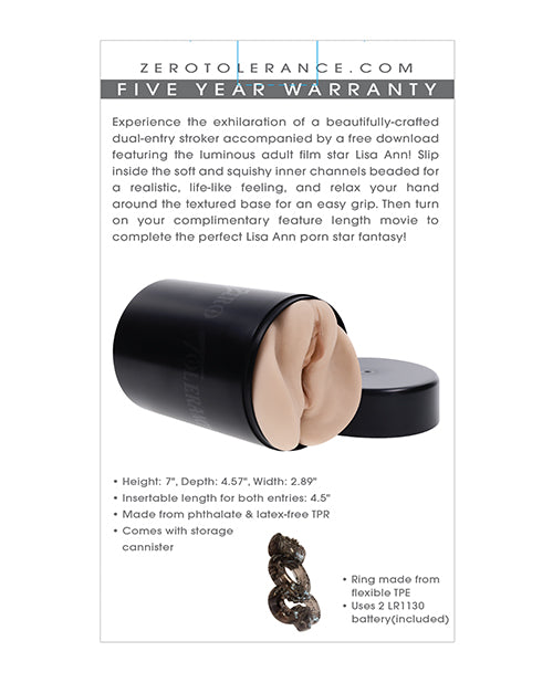 Zero Tolerance Lisa Ann Movie w/Vagina & Anal Stroker - Light