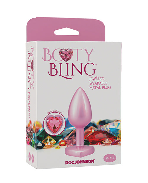 Booty Bling Jeweled Metal Butt Plug Small Pink Tapered Tip With Slim Stem