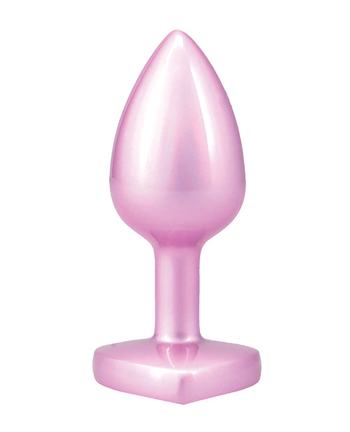 Booty Bling Jeweled Metal Butt Plug Small Pink Tapered Tip With Slim Stem