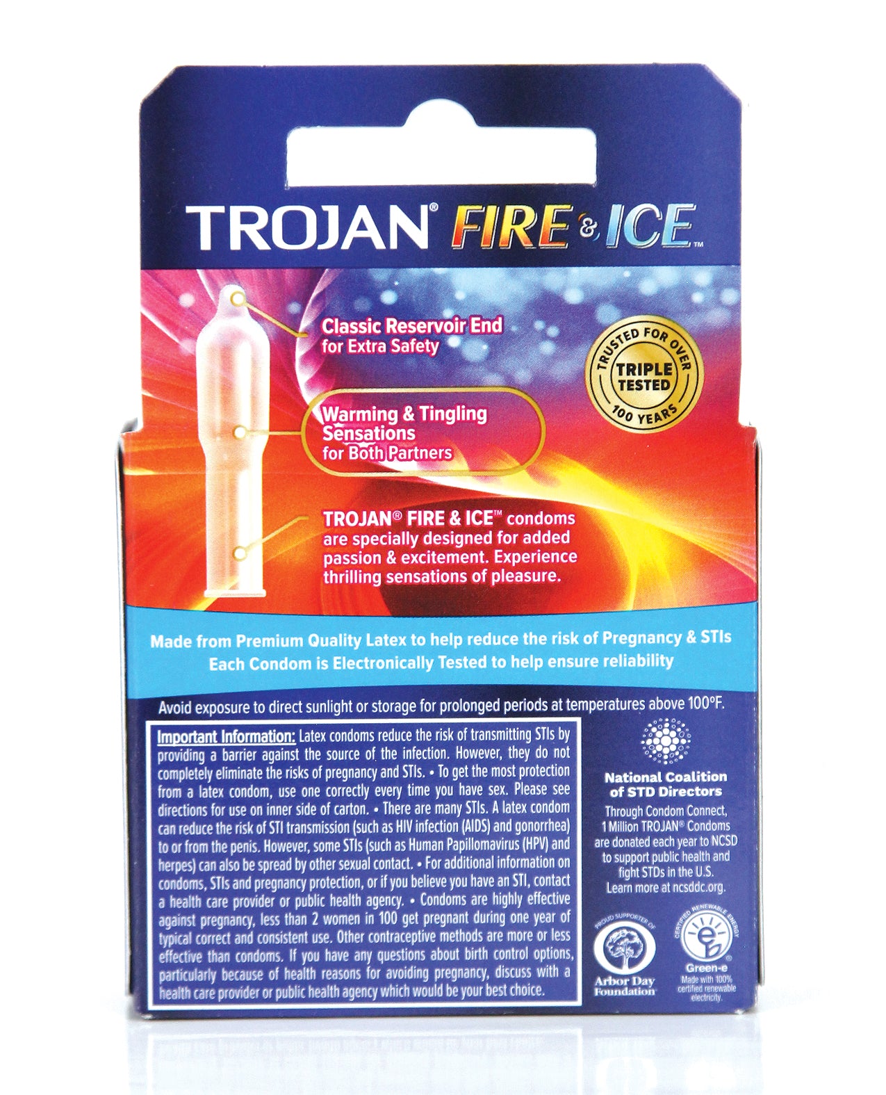 Trojan Fire And Ice Condoms Dual Action Lubricated Latex Box Of 3