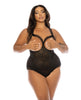 Carica l'immagine nel visualizzatore Galleria, Teddy nero in pizzo con coppa aperta e cavallo scoperto QN
