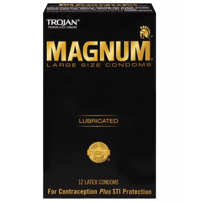 Trojan Magnum Large Size Condoms Box Of 12 Premium Gold Wrapper