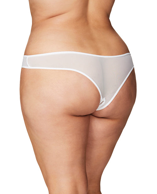 Crotchless Thong w/Pearls White 1X/2X