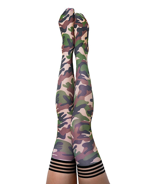 Kix'ies Alex Thigh High Camo Stockings Size A Day Comfort