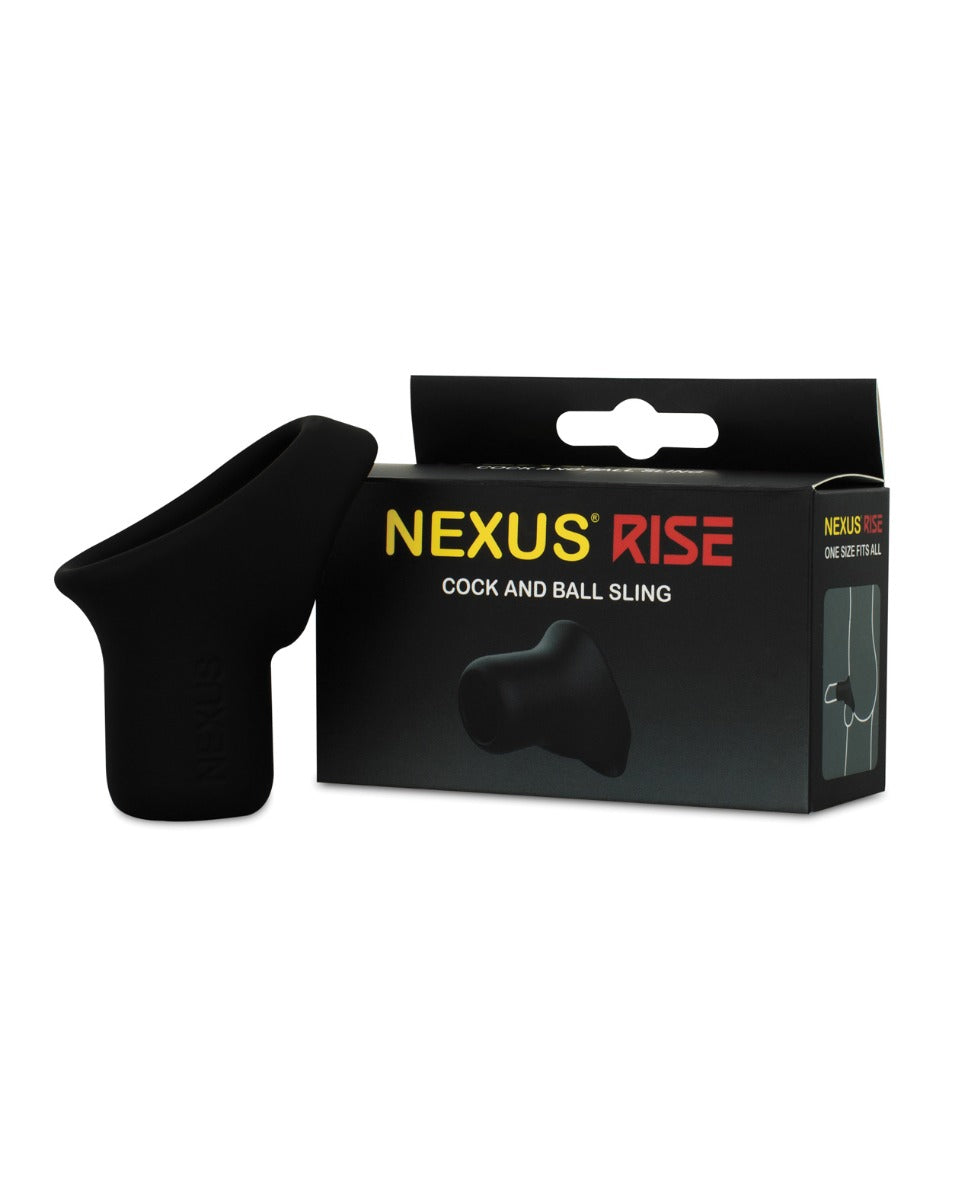 Nexus Rise Liquid Silicone Cock And Ball Sling Black