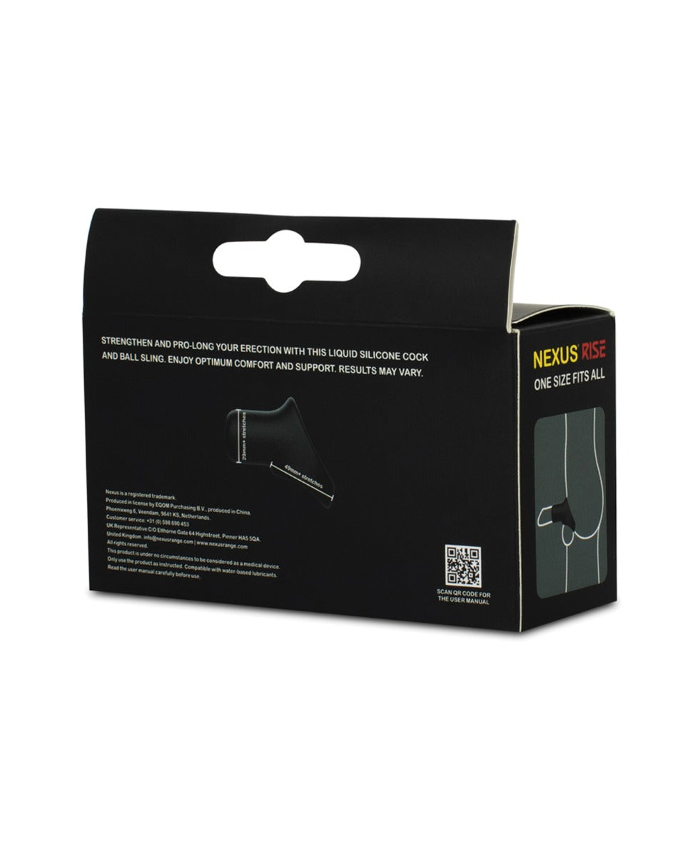 Nexus Rise Liquid Silicone Cock And Ball Sling Black