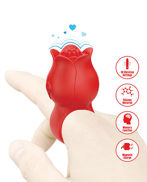 Pretty Love Jae Floral Ring Finger Vibrator - Red