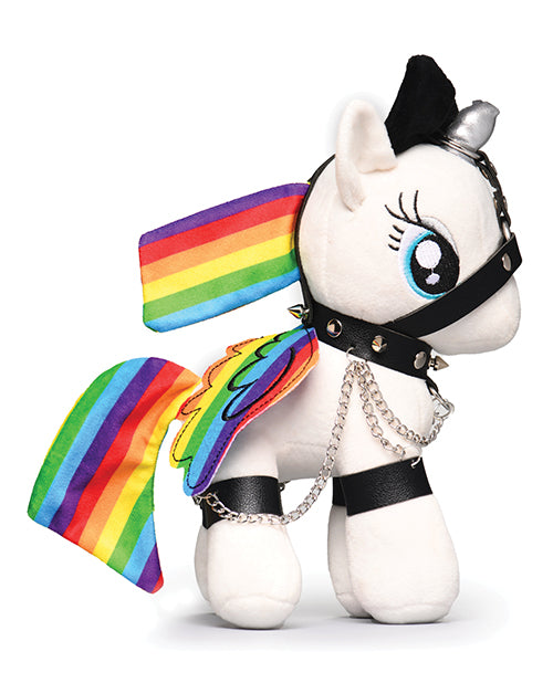 Master Series Bondage Pony Rainbow Plushie With Wings And Leather Harness