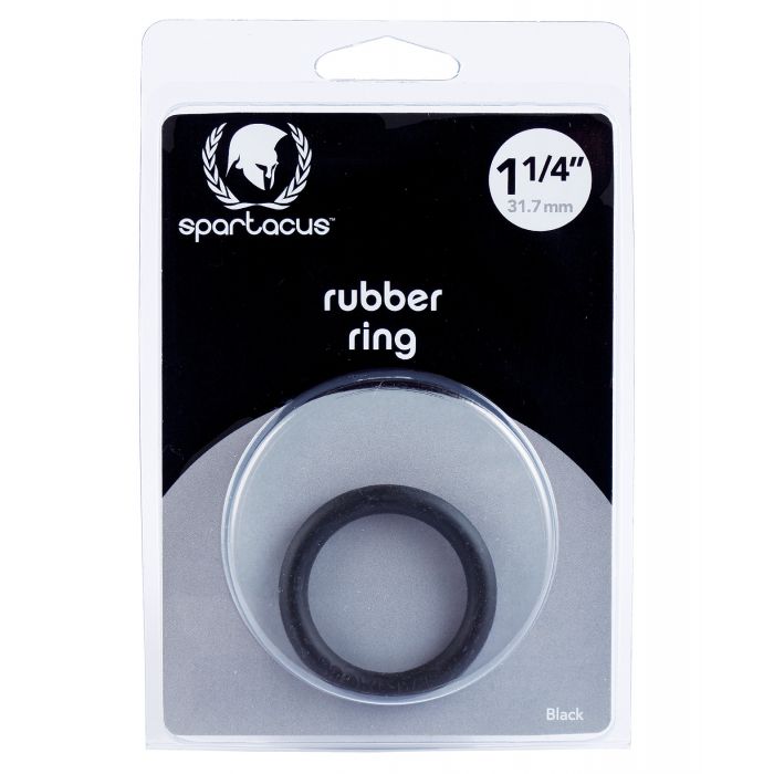 Spartacus 1.25 Inch Rubber Cock Ring For Extended Pleasure Black