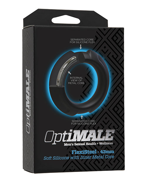 OptiMale FlexiSteel Penisring - 43 mm Zwart