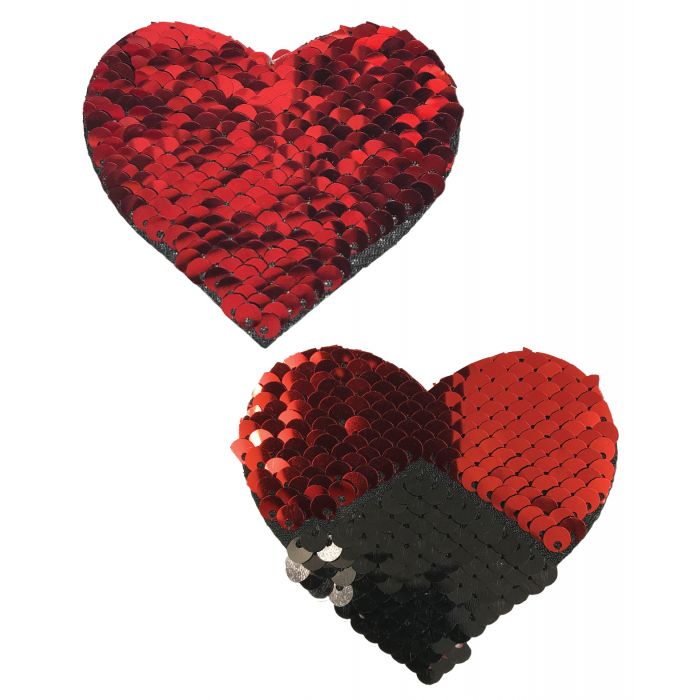 Pastease Color Changing Flip Sequins Hearts - Red/Black O/S