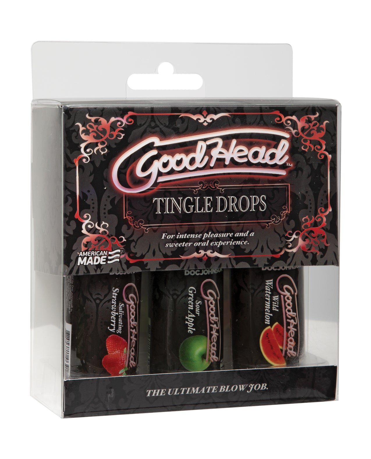 GoodHead Tingle Drops Kit Strawberry Green Apple Watermelon 1 Oz Bottles