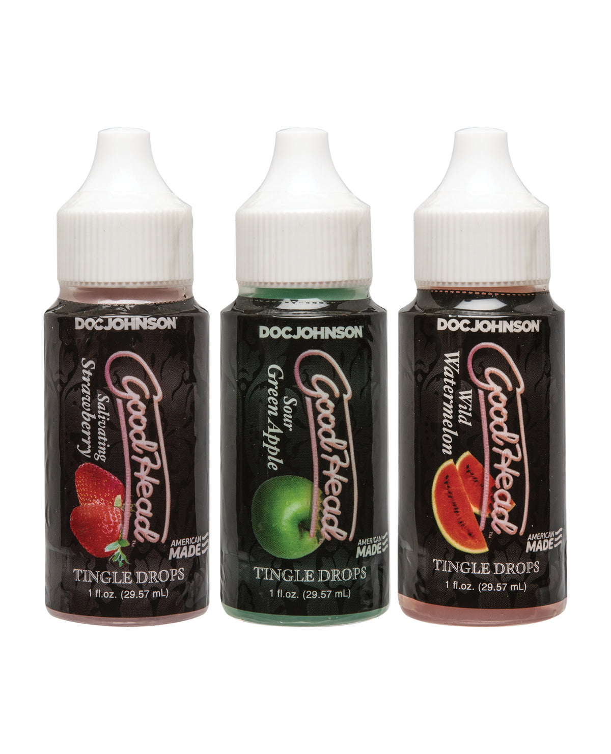GoodHead Tingle Drops Kit Strawberry Green Apple Watermelon 1 Oz Bottles