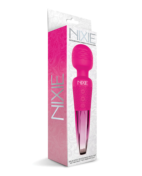 Nixie Uppladdningsbar Stavmassagerare - Rosa Ombre Metallisk