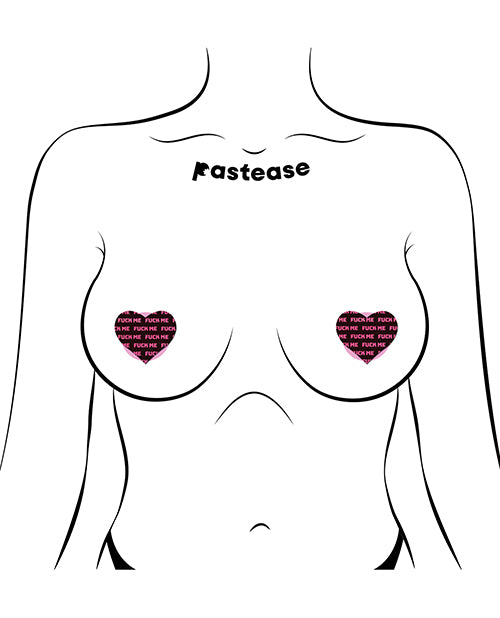 Pastease Petites Two Pair Fuck Me Hearts Black Pink One Size