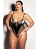 Cargue la imagen en el visor de la galería, FETISH Frisky Fishnet &amp; Vinyl Shelf Cup Peek A Boo Teddy Black 2X

