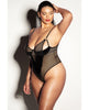 Cargue la imagen en el visor de la galería, FETISH Frisky Fishnet &amp; Vinyl Shelf Cup Peek A Boo Teddy Black 2X
