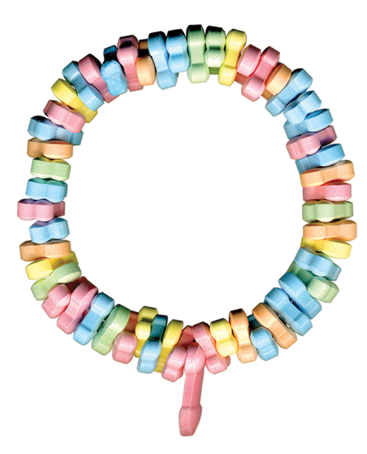 Collar de Caramelos en Forma de Pene Arcoíris para Adultos con Cordón Elástico