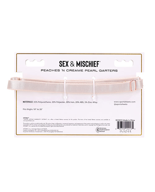 Sex And Mischief Peaches N CreaMe Pearl Garters With Rose Gold O Ring