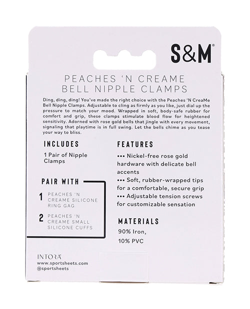 Sex and Mischief Peaches N CreaMe Bell Nipple Clamps Adjustable