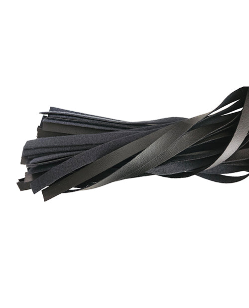 Load image into Gallery viewer, Rouge Fetish Play Vegan Flogger Faux Leather With Wooden Handle Black
