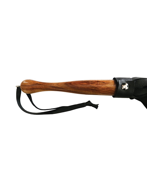 Rouge Fetish Play Vegan Flogger Faux Leather With Wooden Handle Black