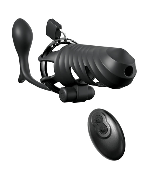 Fantasy CRingz Remote Controlled Vibrating Cock Blocker With AssGasm Plug Black