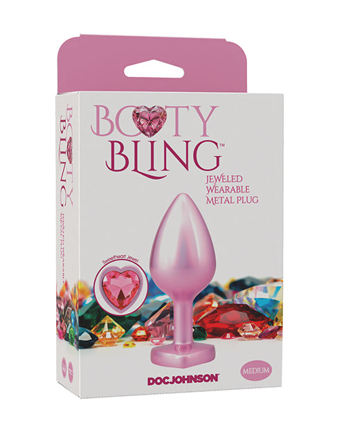 Booty Bling Jeweled Metal Anal Plug Medium Pink For Comfortable Fit