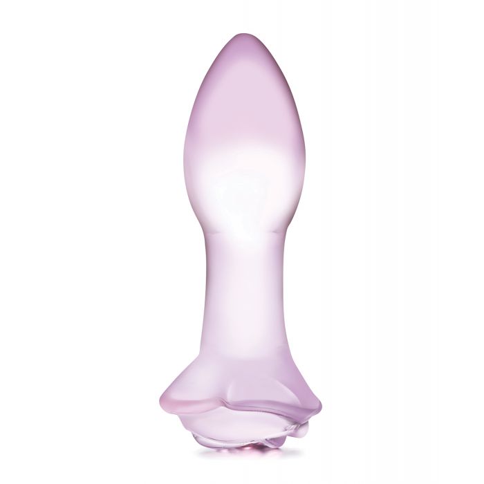 Glas 5" Rosebud Glass Butt Plug - Pink