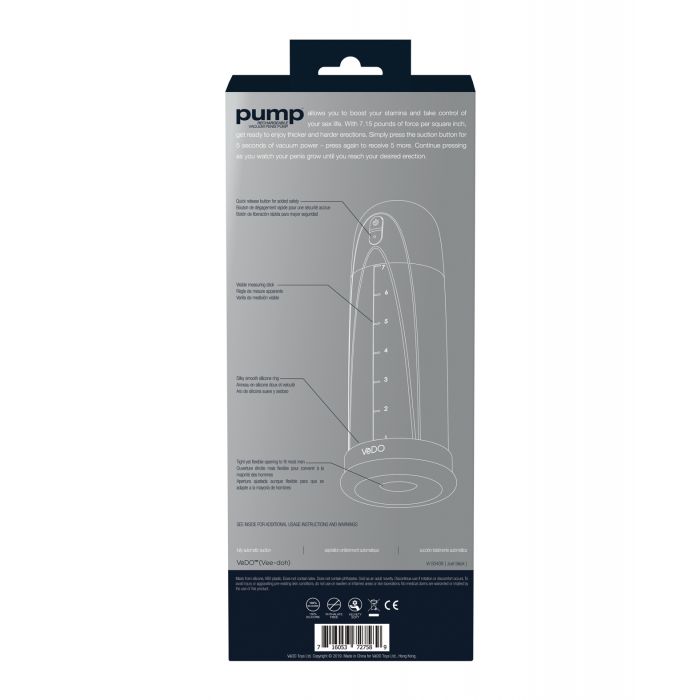 VeDO Pump Rechargeable Vacuum Penis Pump - Just Black
