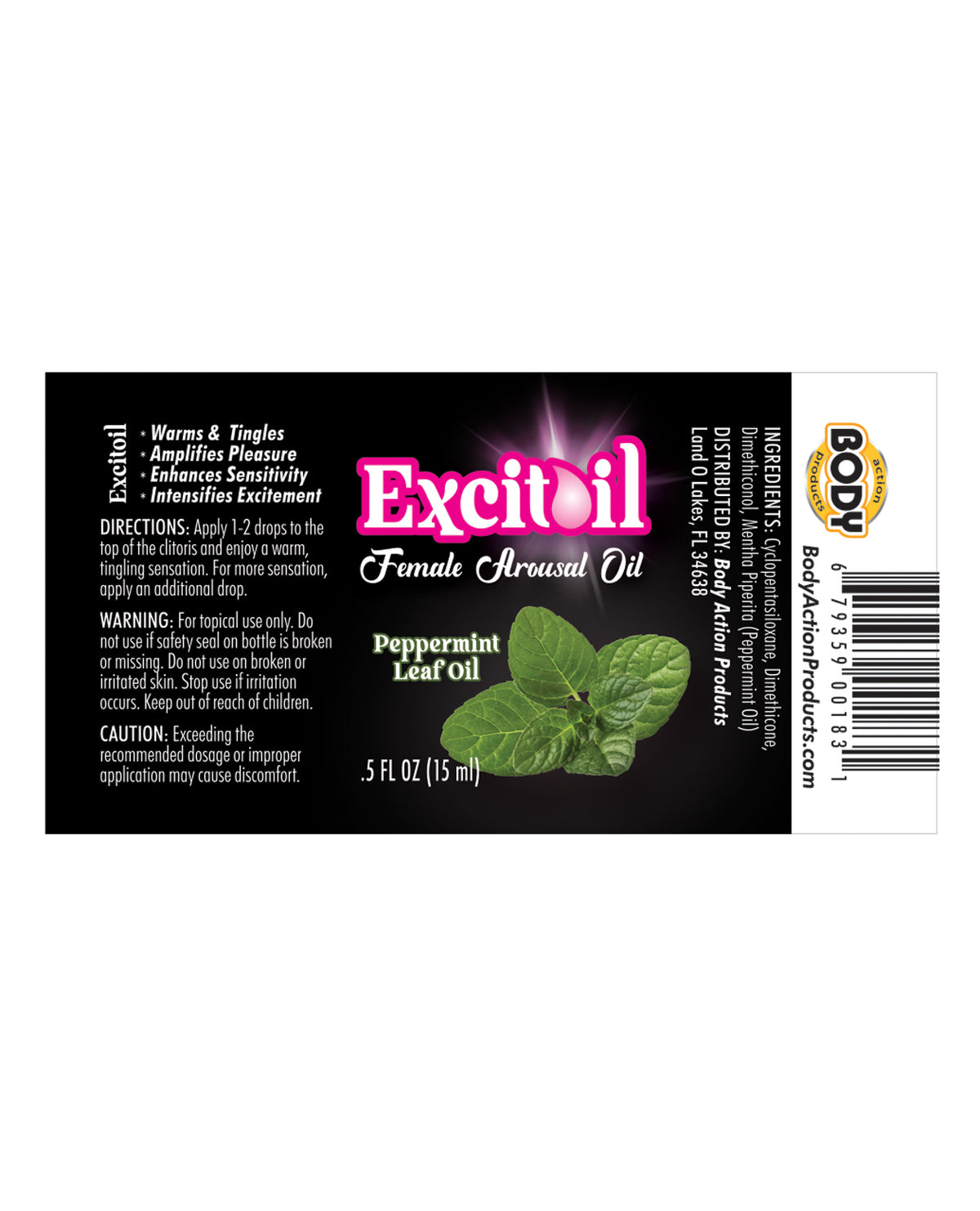 Body Action Pfefferminz-Erregungsöl - .5 oz